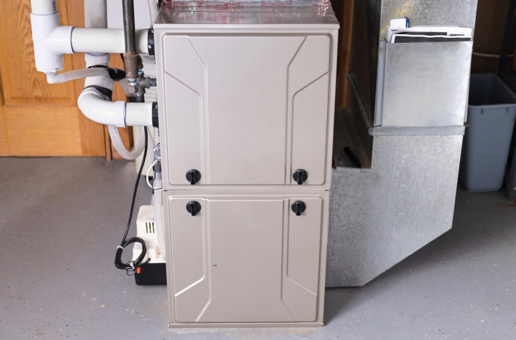 Why Does My Furnace Short Cycle in Sidney: Troubleshooting Tips 9 Furnace unit installed in a home, showcasing heating system components relevant to HVAC services in Sidney.