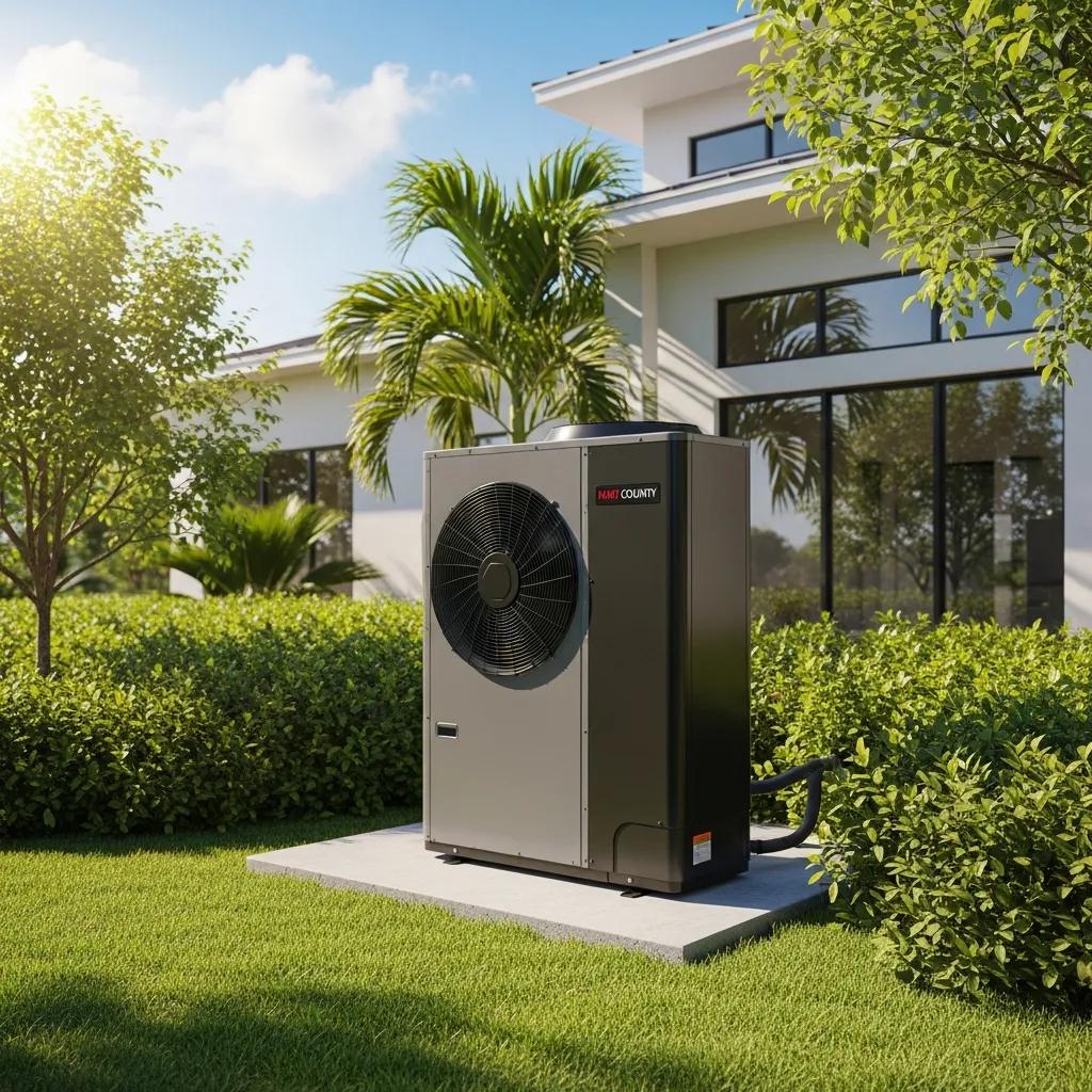 Troubleshooting Heat Pump Issues: Effective Repair Tips 1 Modern heat pump system installed outside a Miami County home